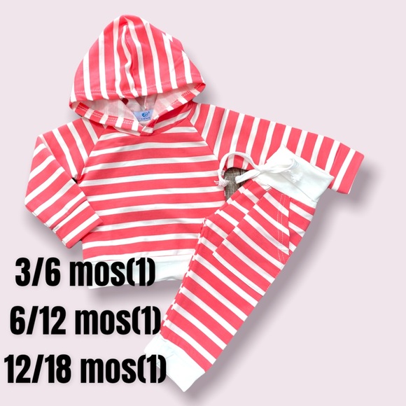 Other - Boutique Baby Girl Coral pink striped Tracksuit